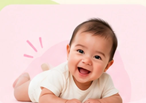 Smiling baby lying on their tummy